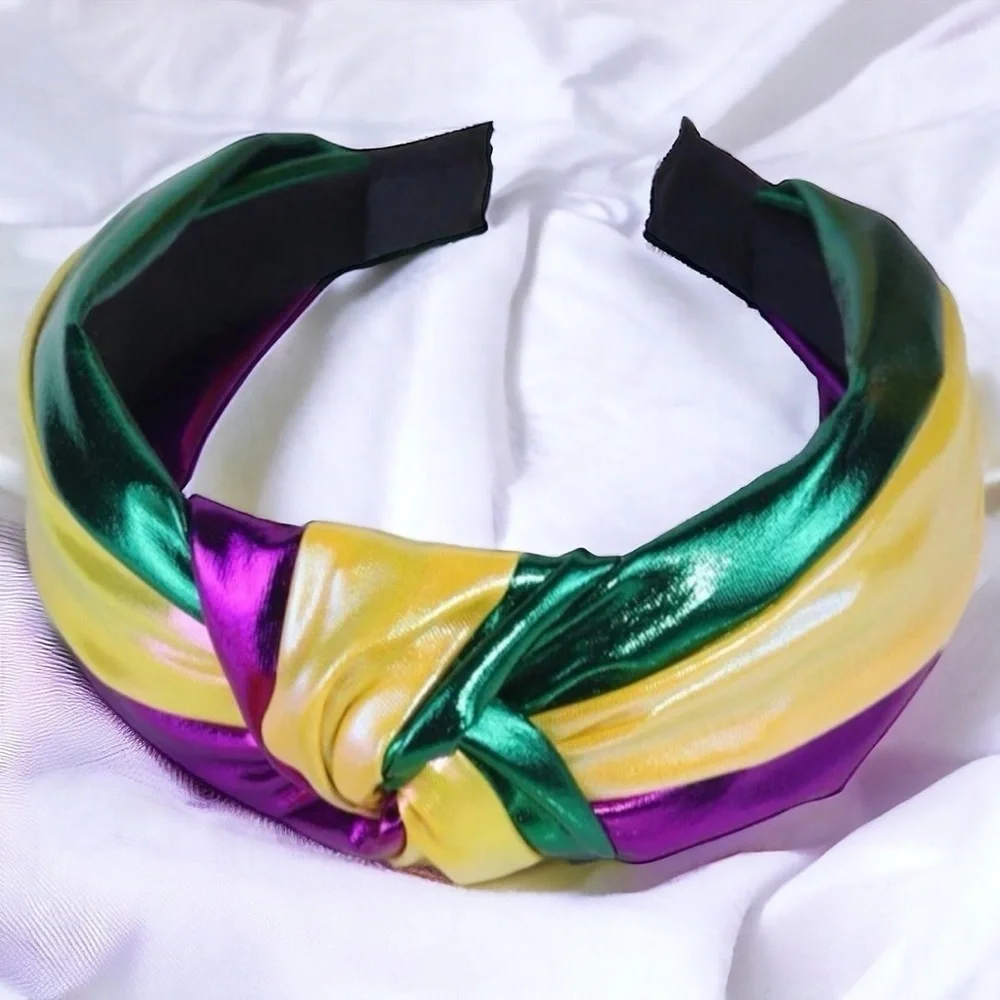 Fiesta Flair: Shimmering Mardi Gras Headband in Purple, Green & Gold! Brand New